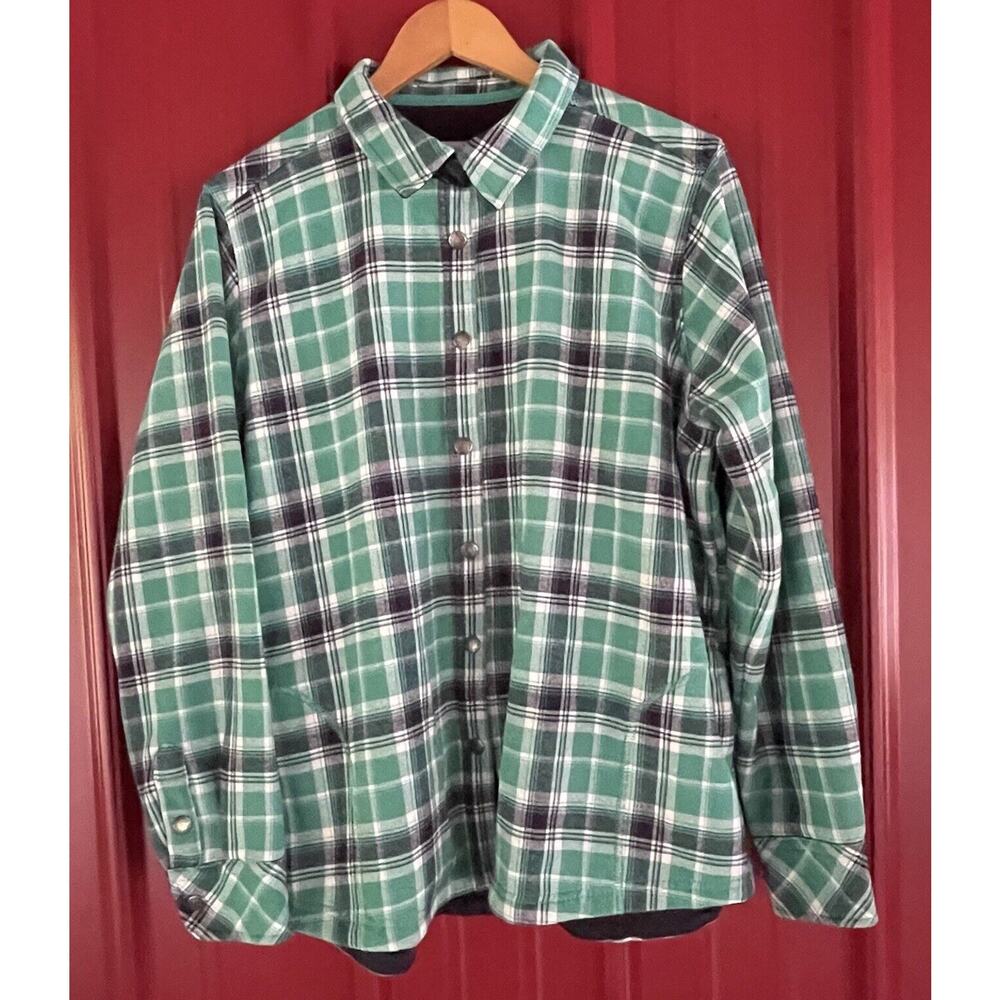 Orvis Jacket Shirt Jac Fleece Lined Flannel Snap Up Plaid Womens XXL